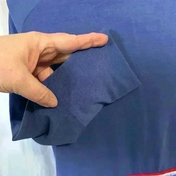 NWT LulaRoe Pullover Hoodie. Womens Size Medium. Periwinkle And Striped Accents - Picture 3 of 7